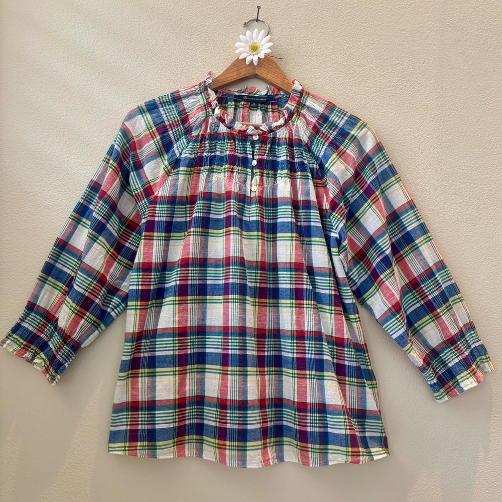 BROOKS BROTHERS Plaid Smock Blouse